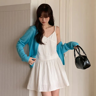 Rodinel Frill Cutout Bustier Flare Mini Dress