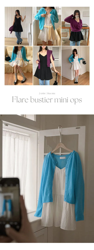 Rodinel Frill Cutout Bustier Flare Mini Dress