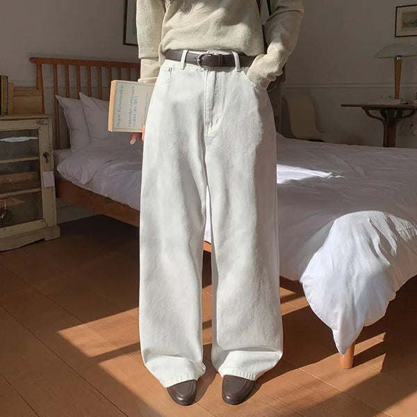 Anark Snap Button Wide Cotton Denim Pants