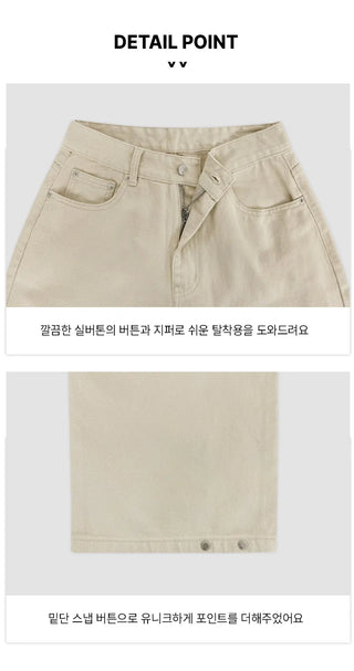 Anark Snap Button Wide Cotton Denim Pants