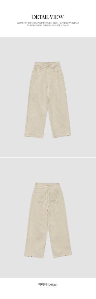 Anark Snap Button Wide Cotton Denim Pants