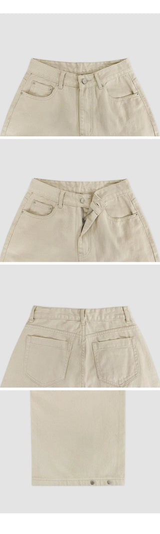 Anark Snap Button Wide Cotton Denim Pants