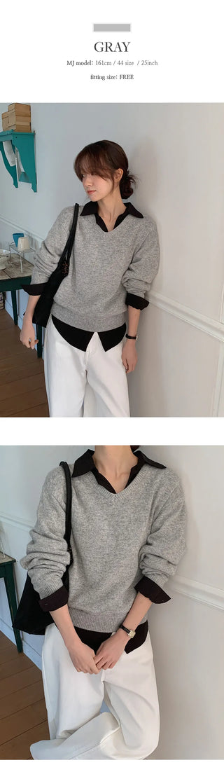 Senetin V neck Wool Knit