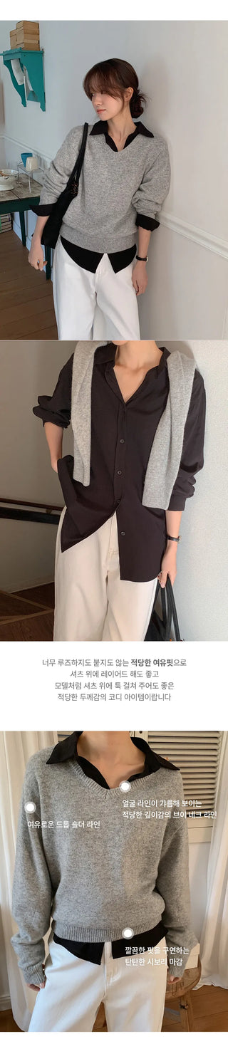 Senetin V neck Wool Knit