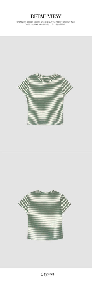 Obdel Striped Round Short Sleeve T shirt
