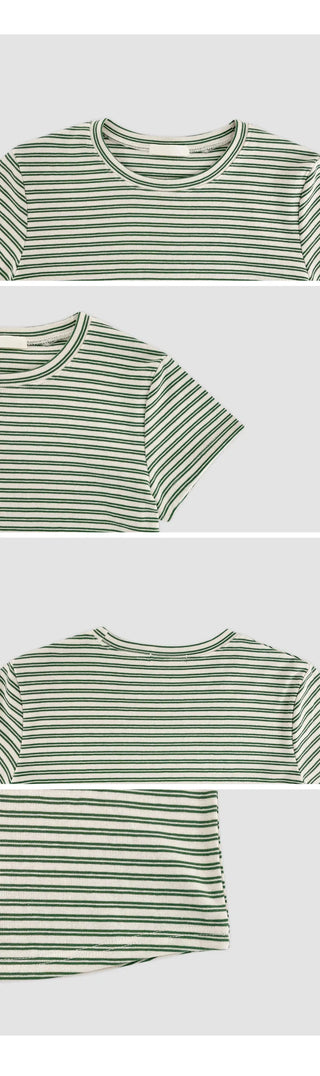 Obdel Striped Round Short Sleeve T shirt