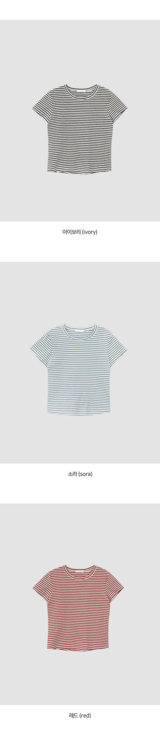 Obdel Striped Round Short Sleeve T shirt