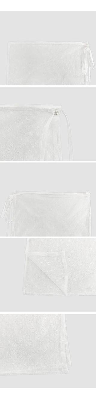 Tenozle See through Lace String Wrap Layered Skirt