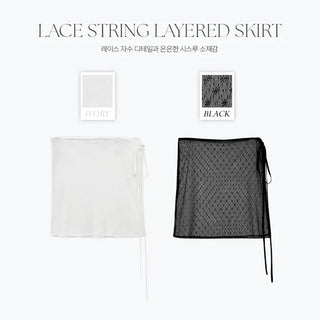 Tenozle See through Lace String Wrap Layered Skirt