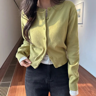 Lamion Round Long Sleeve Knit Cardigan