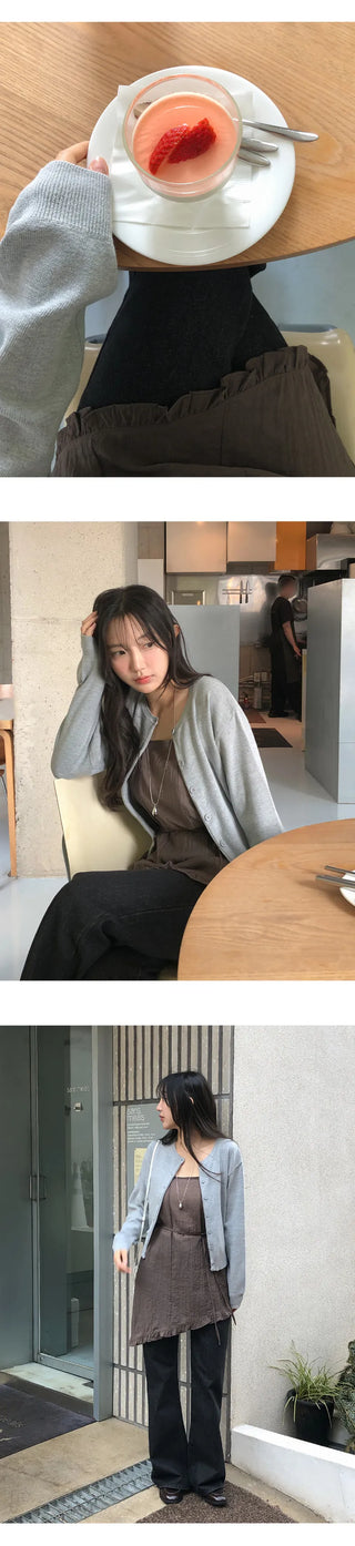 Lamion Round Long Sleeve Knit Cardigan