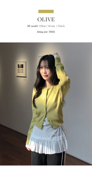Lamion Round Long Sleeve Knit Cardigan