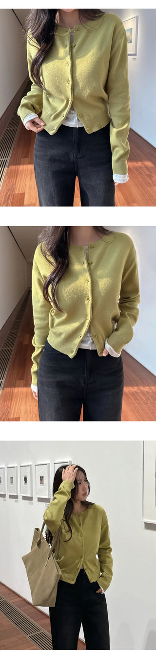 Lamion Round Long Sleeve Knit Cardigan