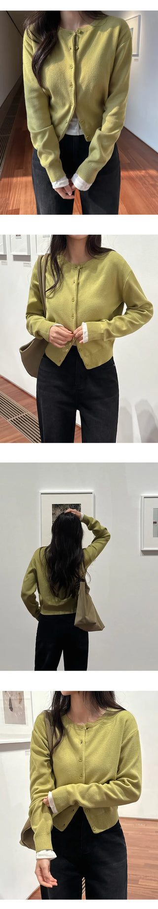 Lamion Round Long Sleeve Knit Cardigan