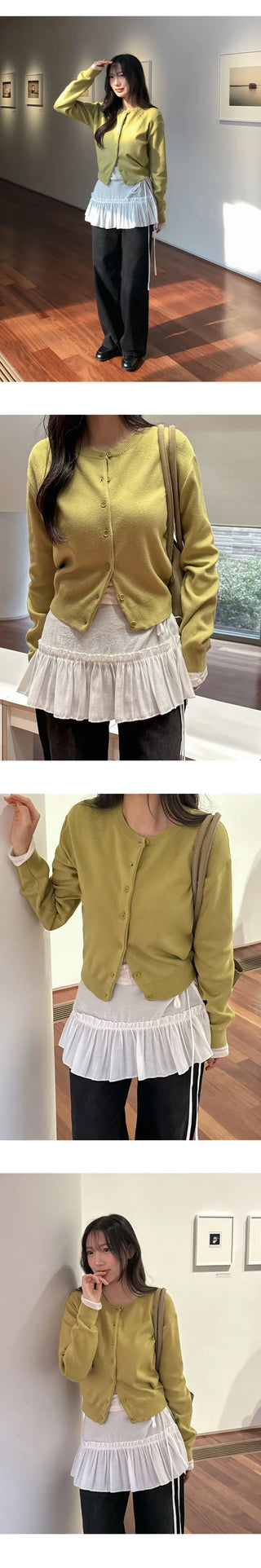 Lamion Round Long Sleeve Knit Cardigan