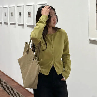 Lamion Round Long Sleeve Knit Cardigan