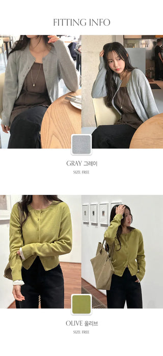 Lamion Round Long Sleeve Knit Cardigan