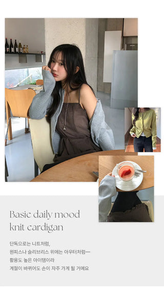 Lamion Round Long Sleeve Knit Cardigan