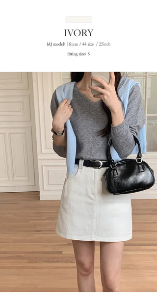 Herody A line Cotton Mini Skirt Belt Set