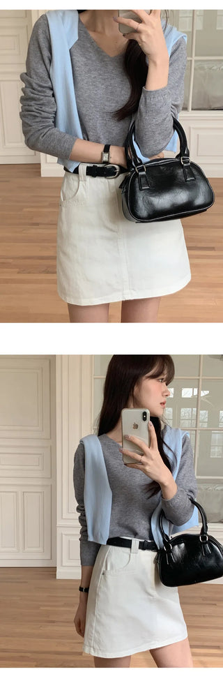 Herody A line Cotton Mini Skirt Belt Set
