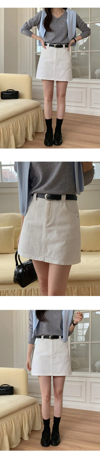 Herody A line Cotton Mini Skirt Belt Set