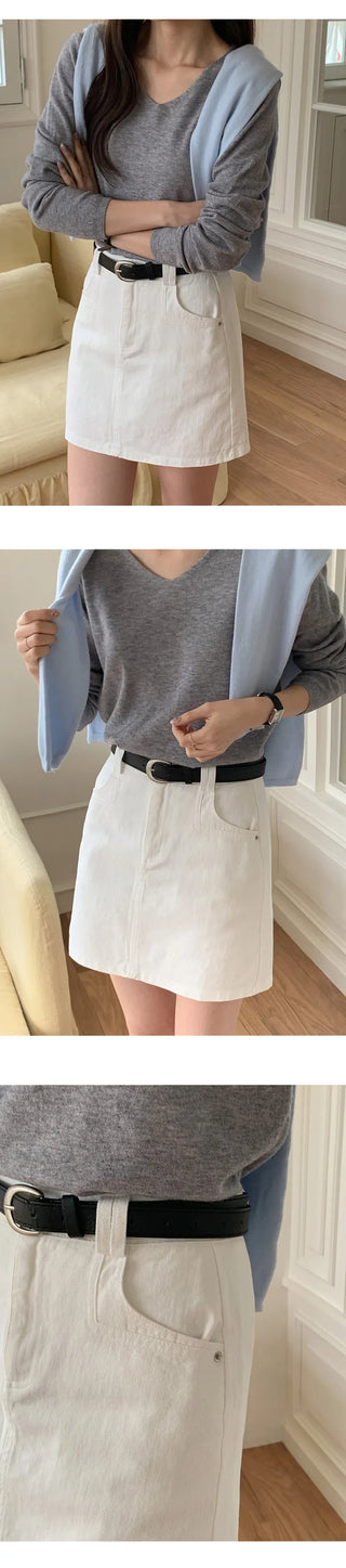 Herody A line Cotton Mini Skirt Belt Set
