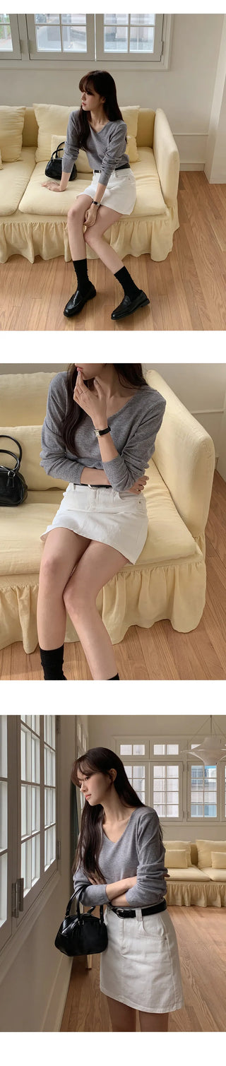 Herody A line Cotton Mini Skirt Belt Set