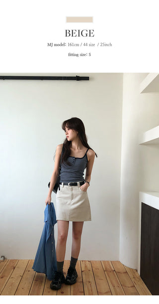 Herody A line Cotton Mini Skirt Belt Set