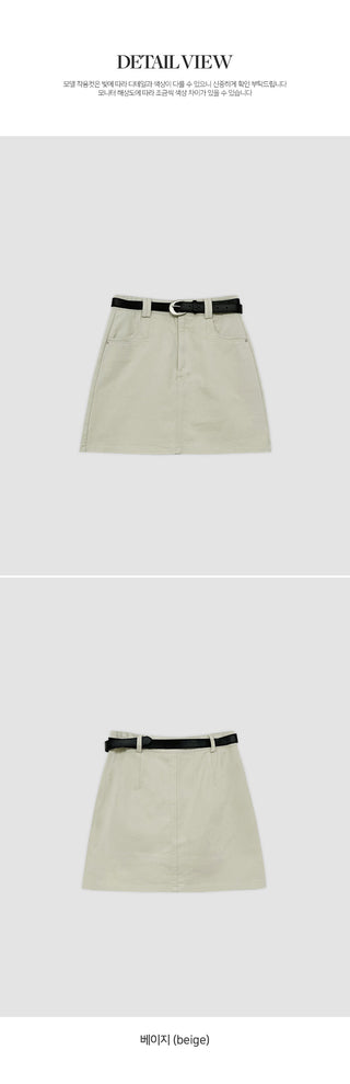 Herody A line Cotton Mini Skirt Belt Set