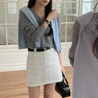 Herody A line Cotton Mini Skirt Belt Set