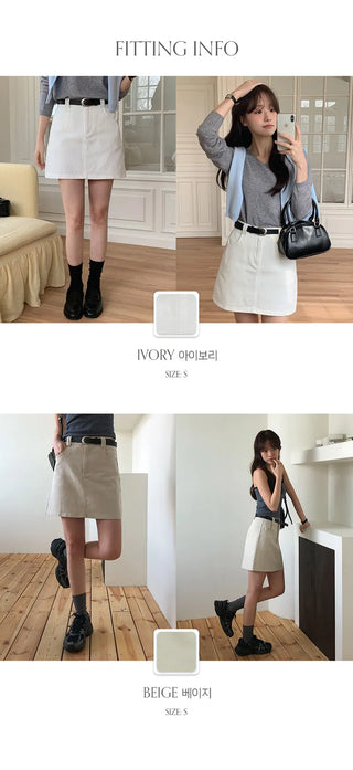 Herody A line Cotton Mini Skirt Belt Set