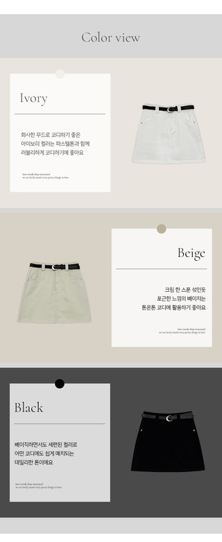 Herody A line Cotton Mini Skirt Belt Set