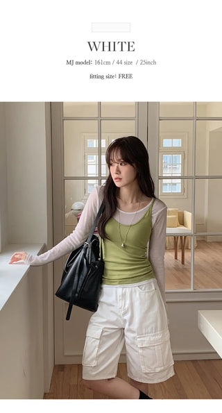 Y On Round Neck See through Slim Fit Long Sleeve T Shirt