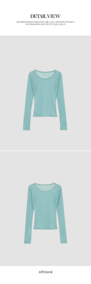 Y On Round Neck See through Slim Fit Long Sleeve T Shirt