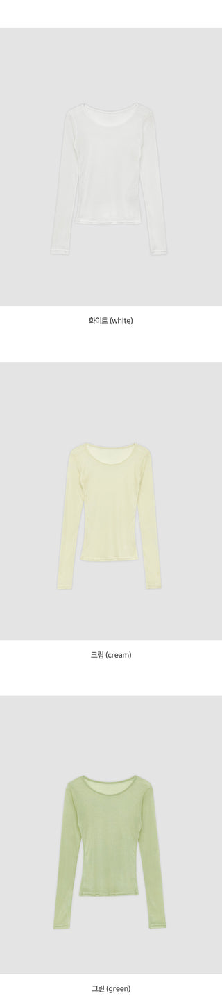Y On Round Neck See through Slim Fit Long Sleeve T Shirt