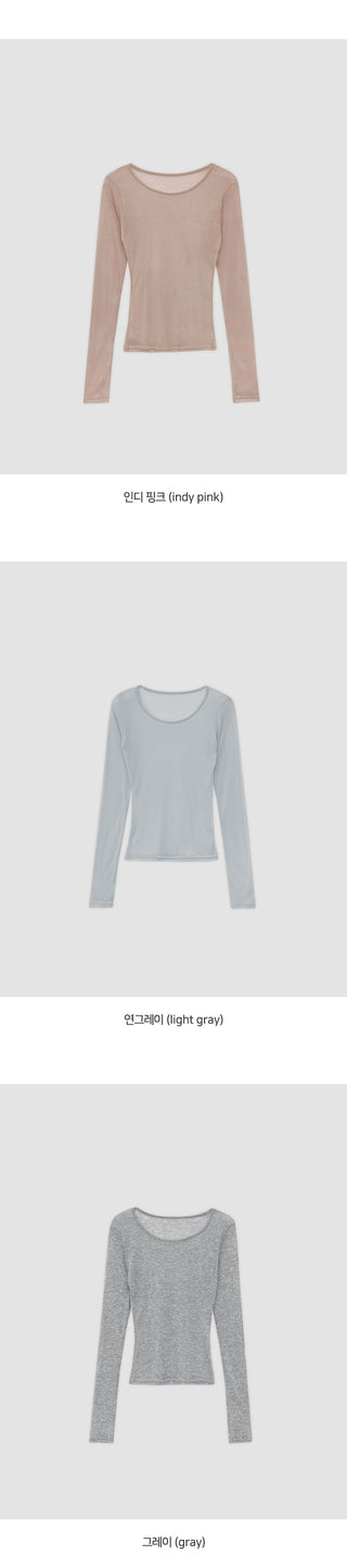 Y On Round Neck See through Slim Fit Long Sleeve T Shirt