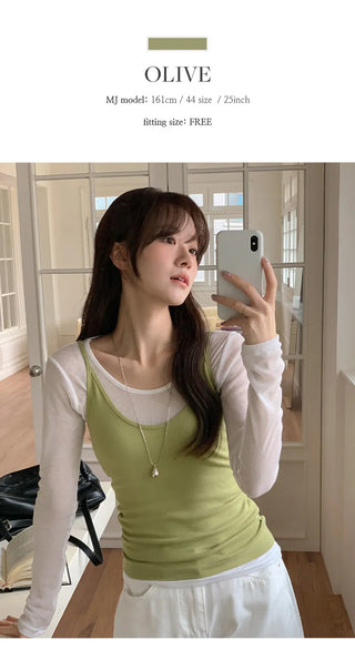 Poid U neck Ribbed Slim Sleeveless Top