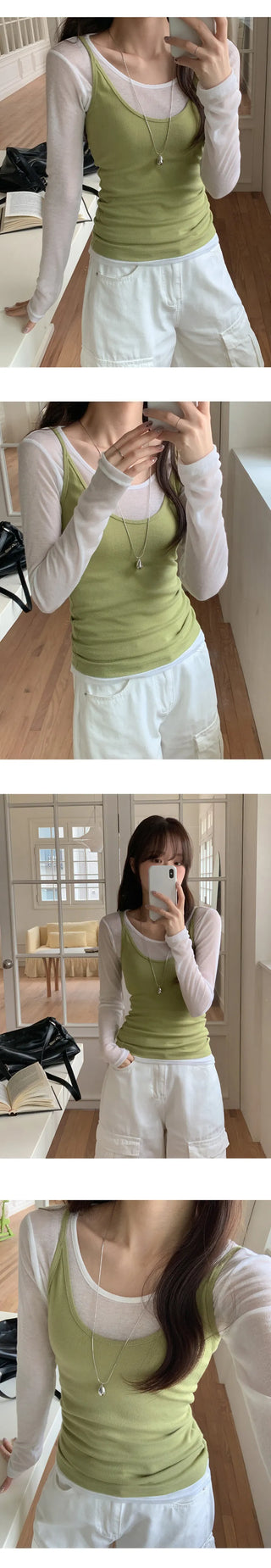 Poid U neck Ribbed Slim Sleeveless Top