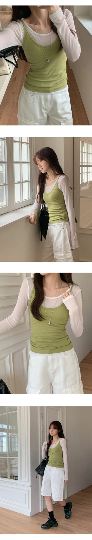 Poid U neck Ribbed Slim Sleeveless Top
