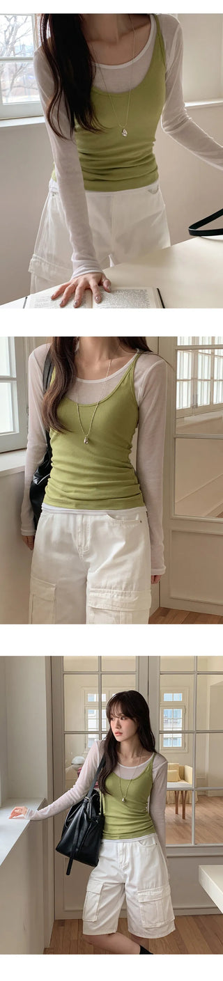 Poid U neck Ribbed Slim Sleeveless Top