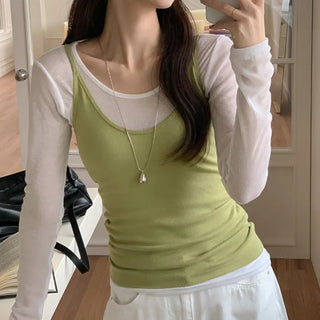 Poid U neck Ribbed Slim Sleeveless Top