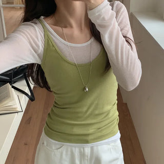 Poid U neck Ribbed Slim Sleeveless Top
