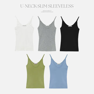 Poid U neck Ribbed Slim Sleeveless Top