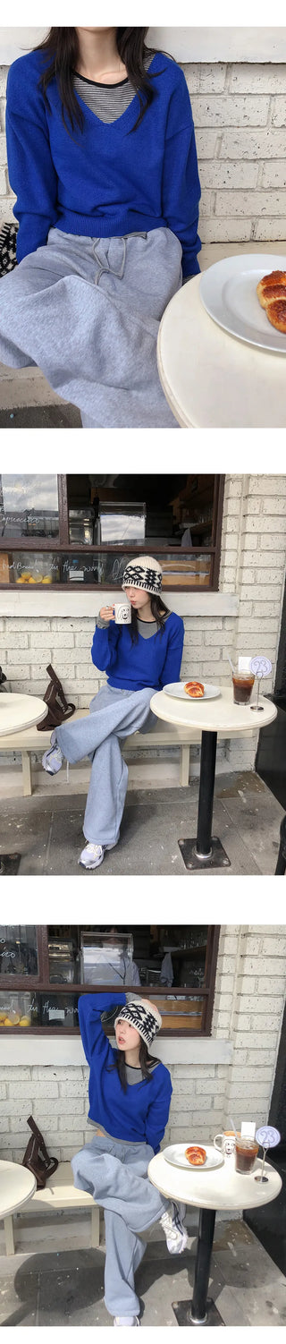 Chase Deep V Neck Long Sleeve Knit