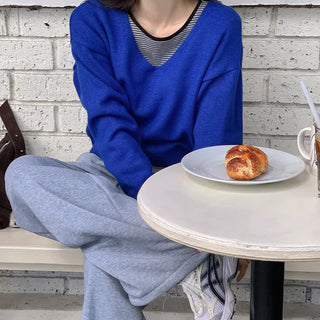 Chase Deep V Neck Long Sleeve Knit