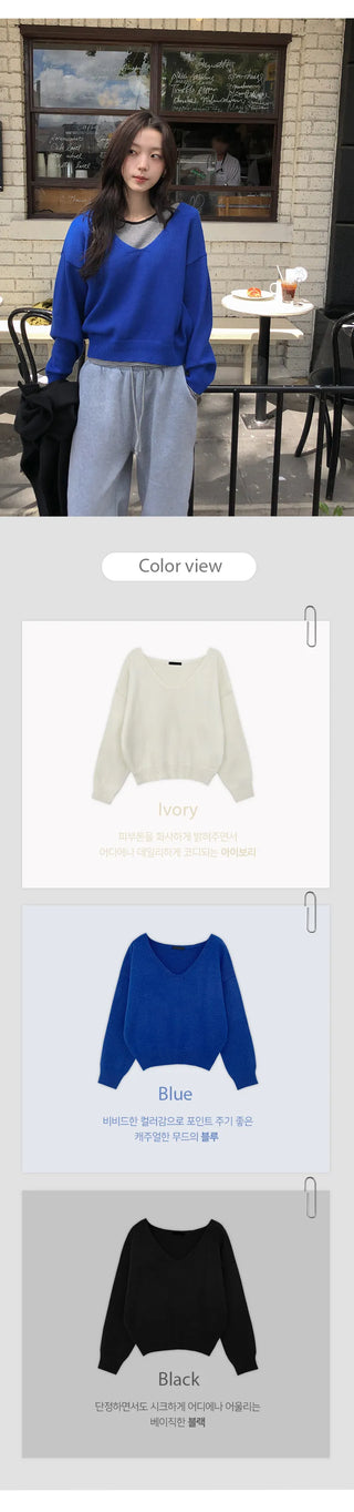 Chase Deep V Neck Long Sleeve Knit