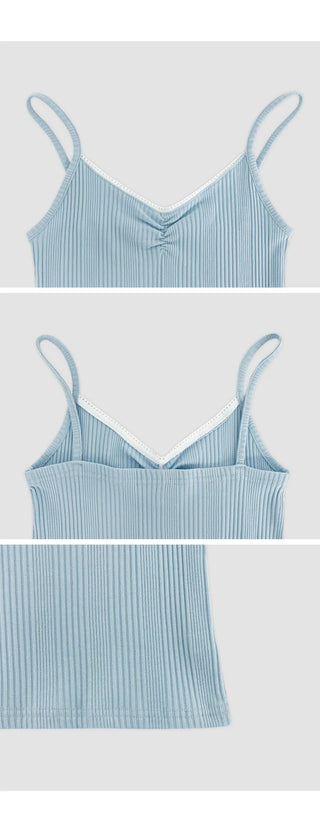 Sonets Modal Lace Shirred Ribbed Strap Sleeveless