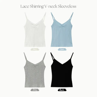 Sonets Modal Lace Shirred Ribbed Strap Sleeveless