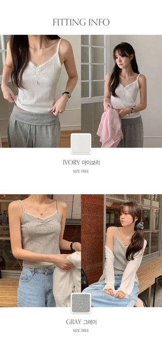 Sonets Modal Lace Shirred Ribbed Strap Sleeveless