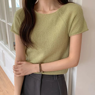 Hirwan Wool Raglan Short Sleeve Knit